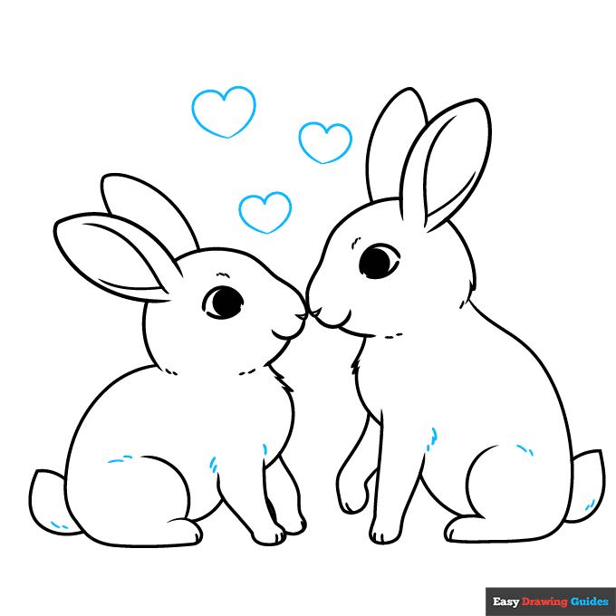 Bunny Kiss step-by-step drawing tutorial: step 9