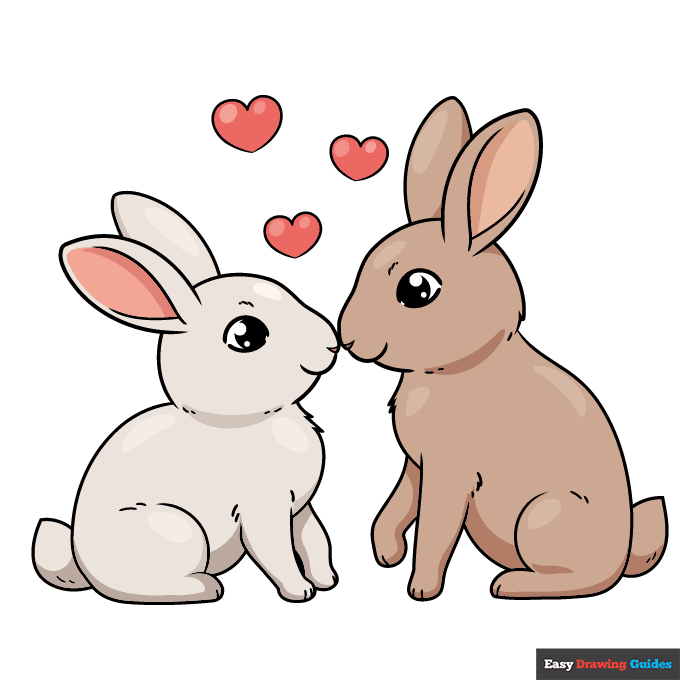 Bunny Kiss step-by-step drawing tutorial: step 11
