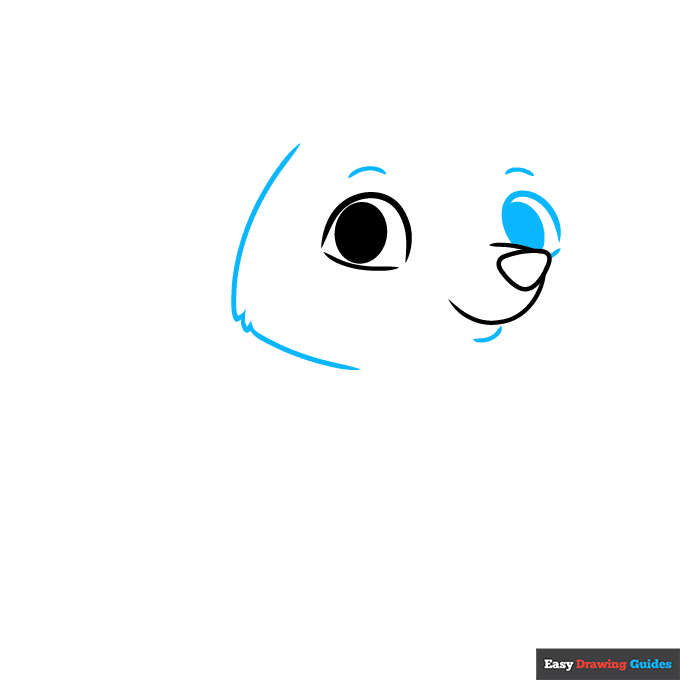 Easy Wolf Pup step-by-step drawing tutorial: step 2