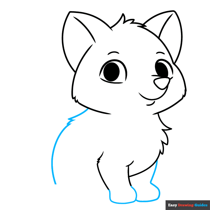 Easy Wolf Pup step-by-step drawing tutorial: step 6