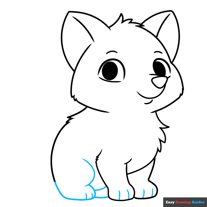 Easy Wolf Pup step-by-step drawing tutorial: step 7