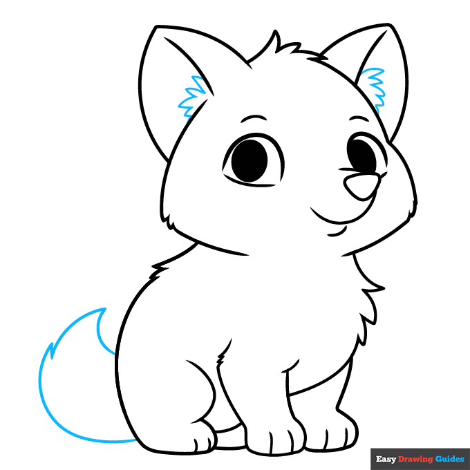 Easy Wolf Pup step-by-step drawing tutorial: step 8