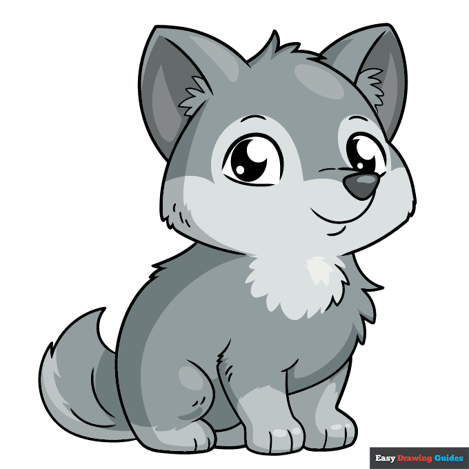 Easy Wolf Pup step-by-step drawing tutorial: step 11
