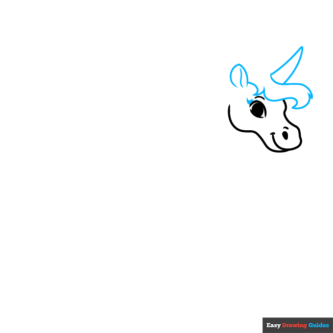 Flying Unicorn step-by-step drawing tutorial: step 2