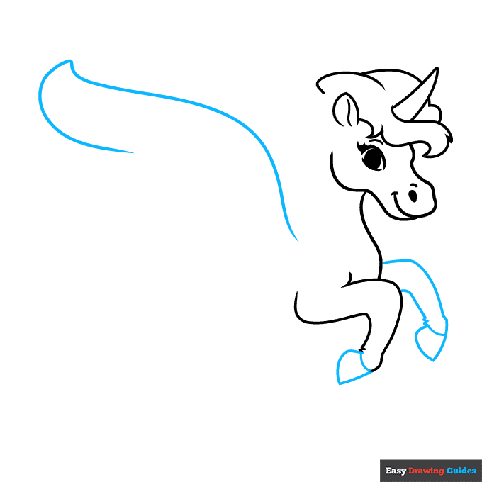Flying Unicorn step-by-step drawing tutorial: step 4
