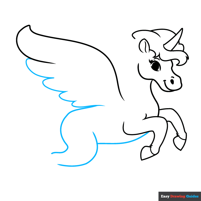Flying Unicorn step-by-step drawing tutorial: step 5