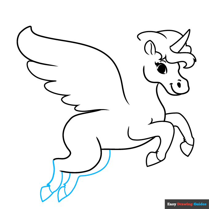Flying Unicorn step-by-step drawing tutorial: step 6