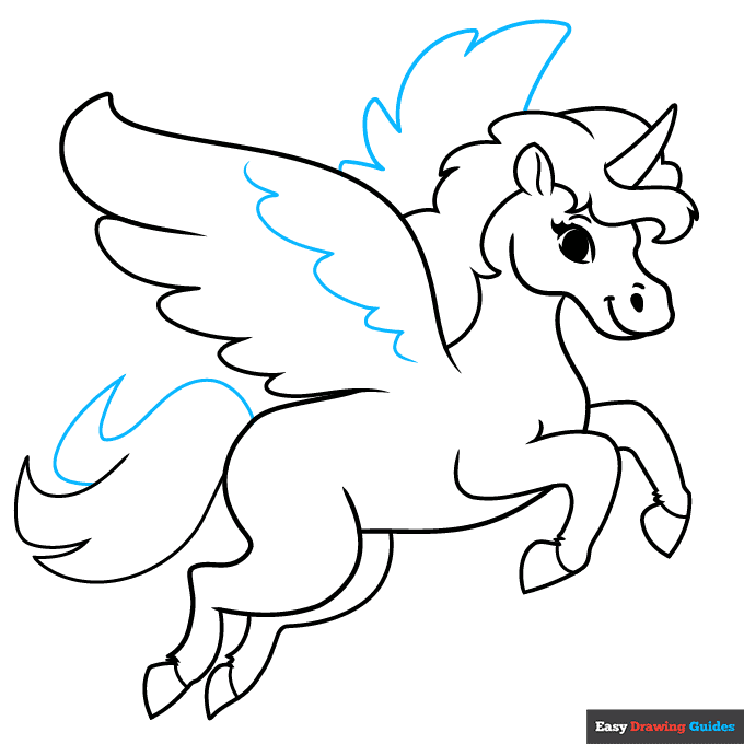 Flying Unicorn step-by-step drawing tutorial: step 8