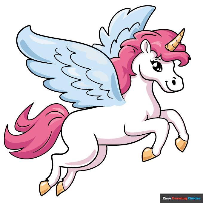 Flying Unicorn step-by-step drawing tutorial: step 11