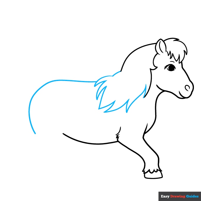 Realistic Pony step-by-step drawing tutorial: step 5
