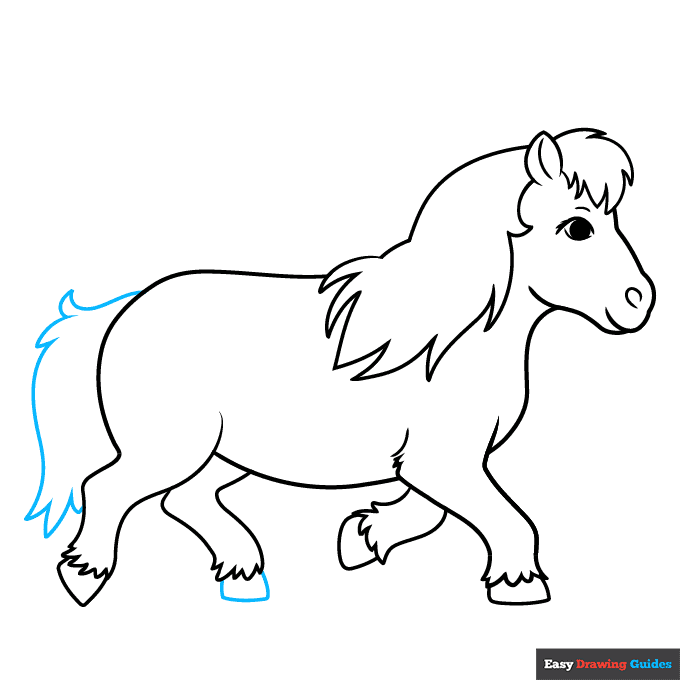 Realistic Pony step-by-step drawing tutorial: step 8