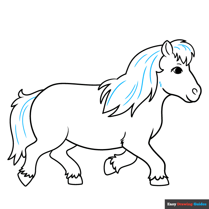 Realistic Pony step-by-step drawing tutorial: step 9