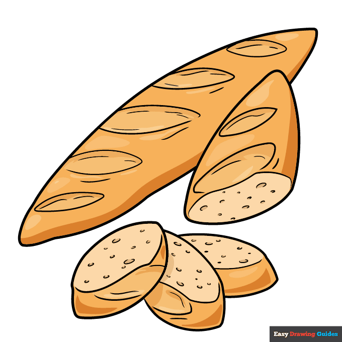 Baguette step-by-step drawing tutorial: step 10