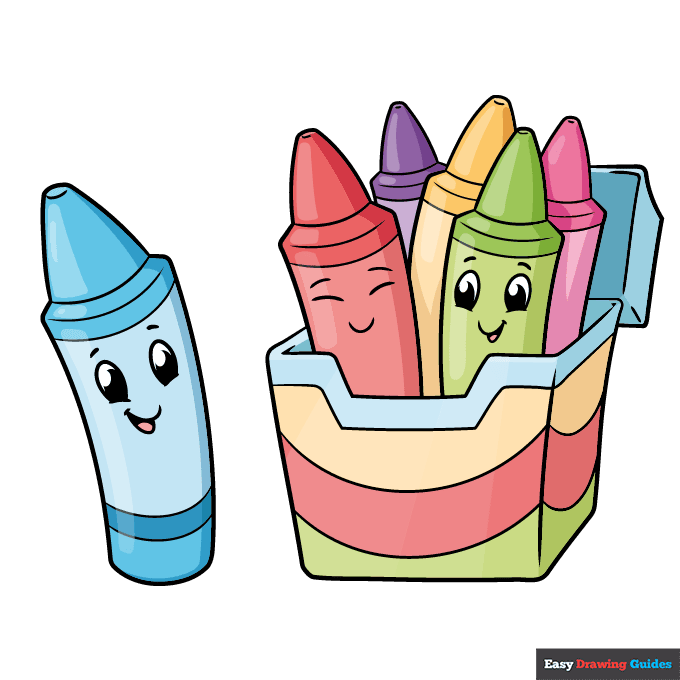 cute crayons step-by-step drawing tutorial: step 10