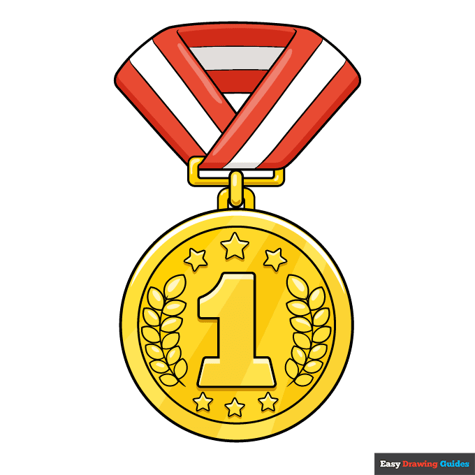 Gold Medal step-by-step drawing tutorial: step 10