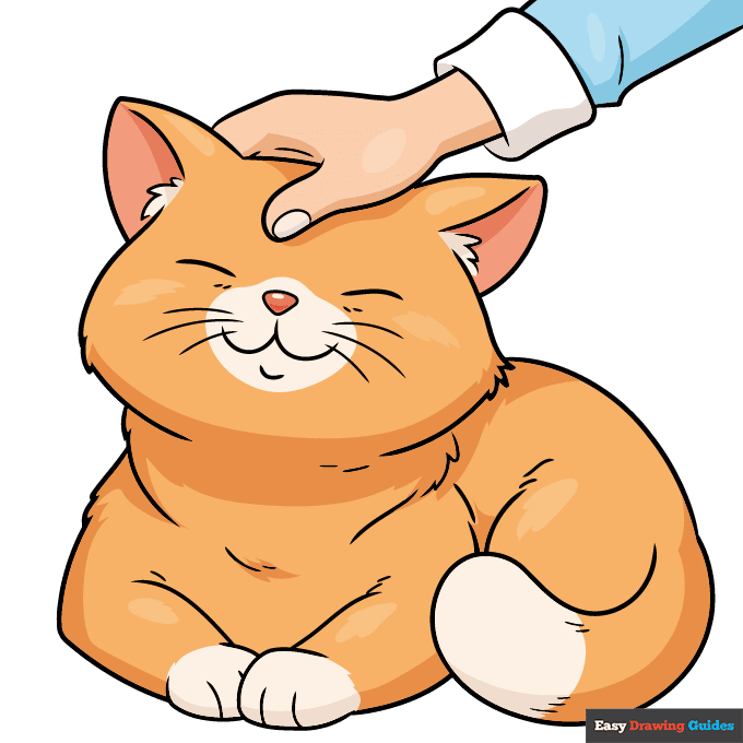 hand petting a cat step-by-step drawing tutorial: step 10