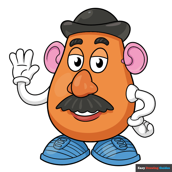 Mr. Potato Head step-by-step drawing tutorial: step 10