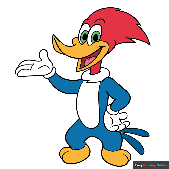 woody woodpecker step-by-step drawing tutorial: step 10