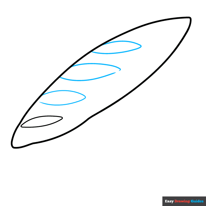 Baguette step-by-step drawing tutorial: step 2