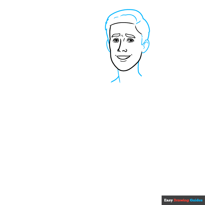 Ken from Barbie step-by-step drawing tutorial: step 3