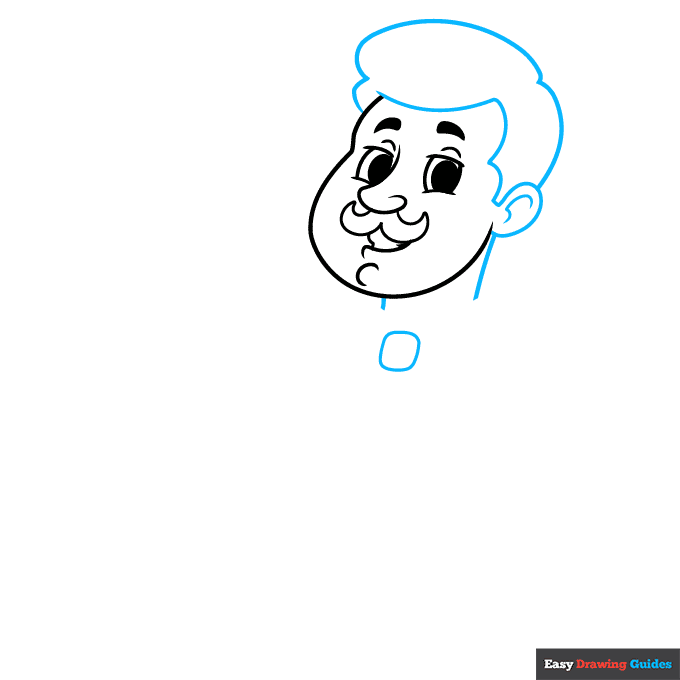 Waiter step-by-step drawing tutorial: step 3