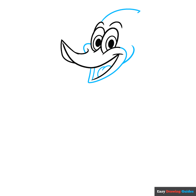 woody woodpecker step-by-step drawing tutorial: step 3