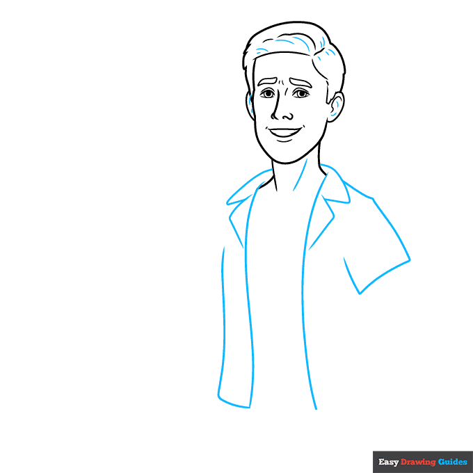 Ken from Barbie step-by-step drawing tutorial: step 4