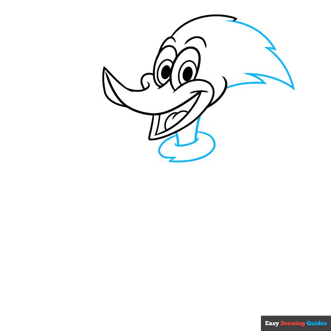 woody woodpecker step-by-step drawing tutorial: step 4