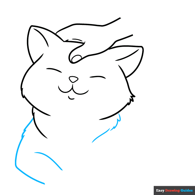 hand petting a cat step-by-step drawing tutorial: step 5