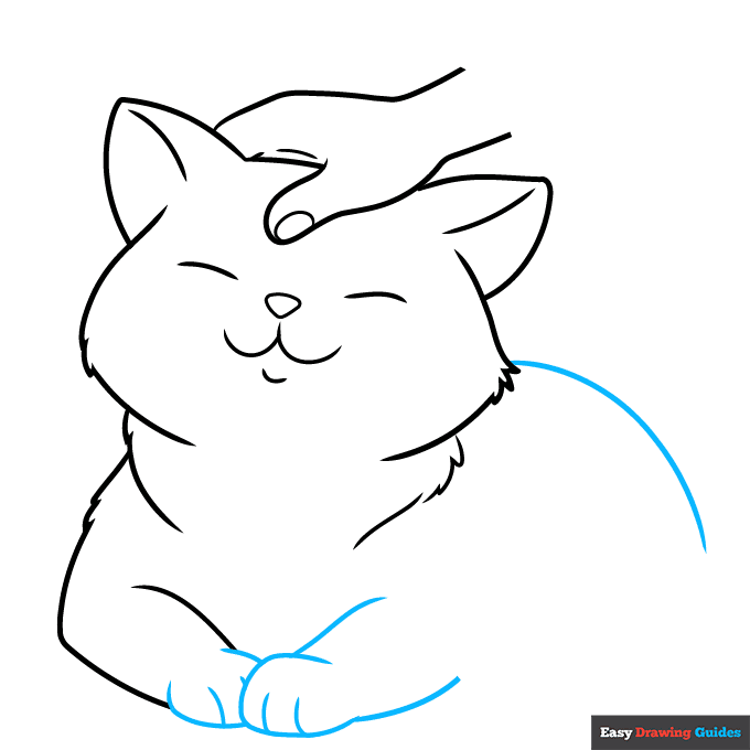 hand petting a cat step-by-step drawing tutorial: step 6