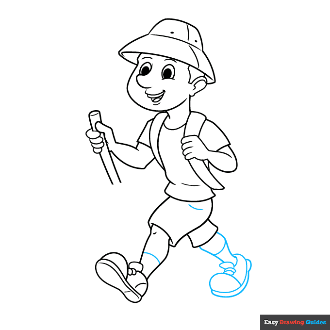 Hiker step-by-step drawing tutorial: step 6