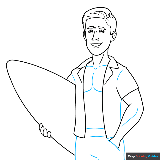 Ken from Barbie step-by-step drawing tutorial: step 6