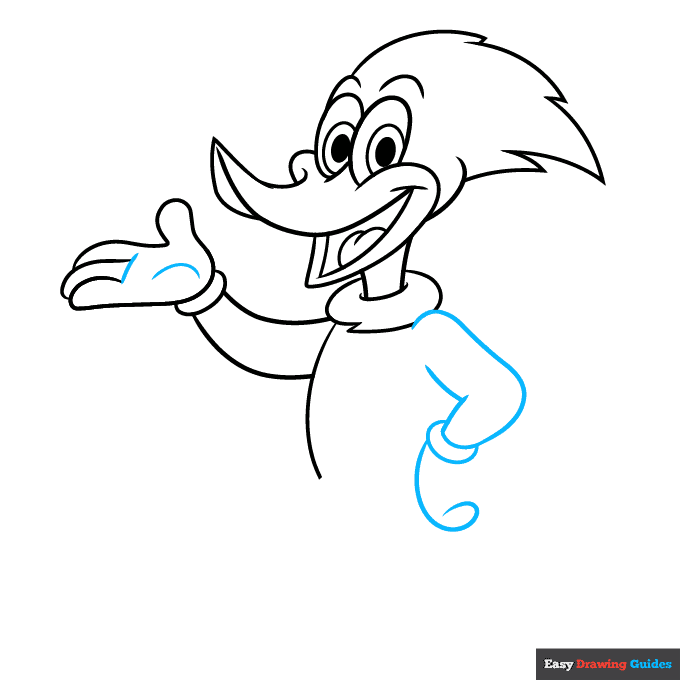 woody woodpecker step-by-step drawing tutorial: step 6