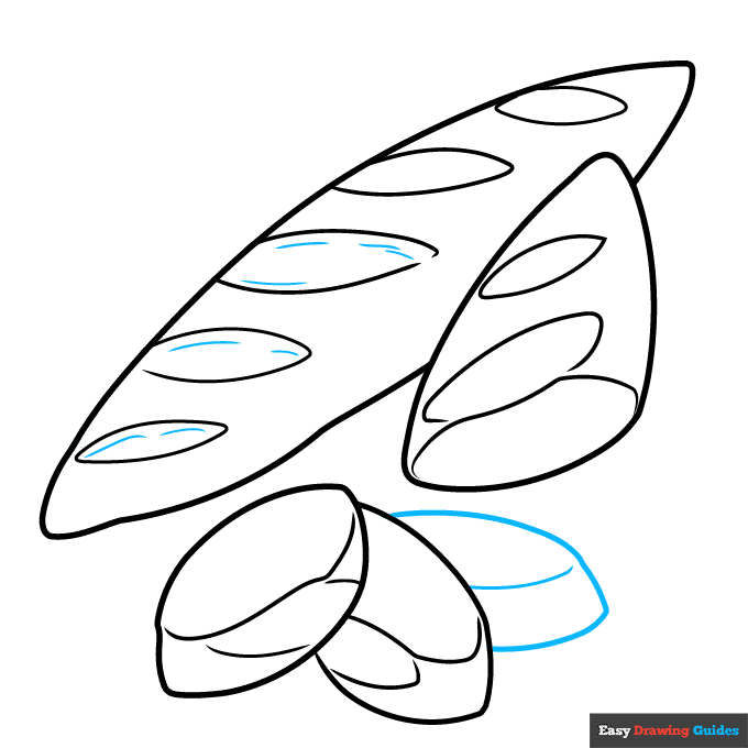 Baguette step-by-step drawing tutorial: step 7