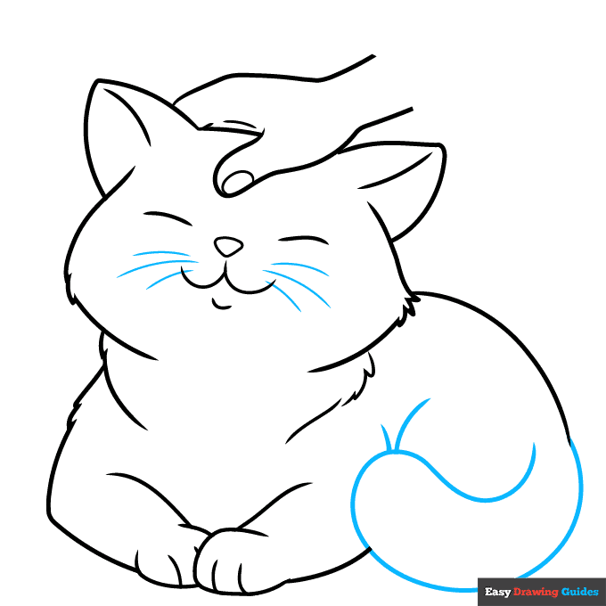hand petting a cat step-by-step drawing tutorial: step 7