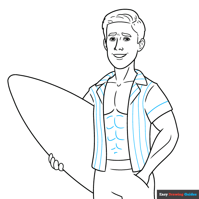 Ken from Barbie step-by-step drawing tutorial: step 7