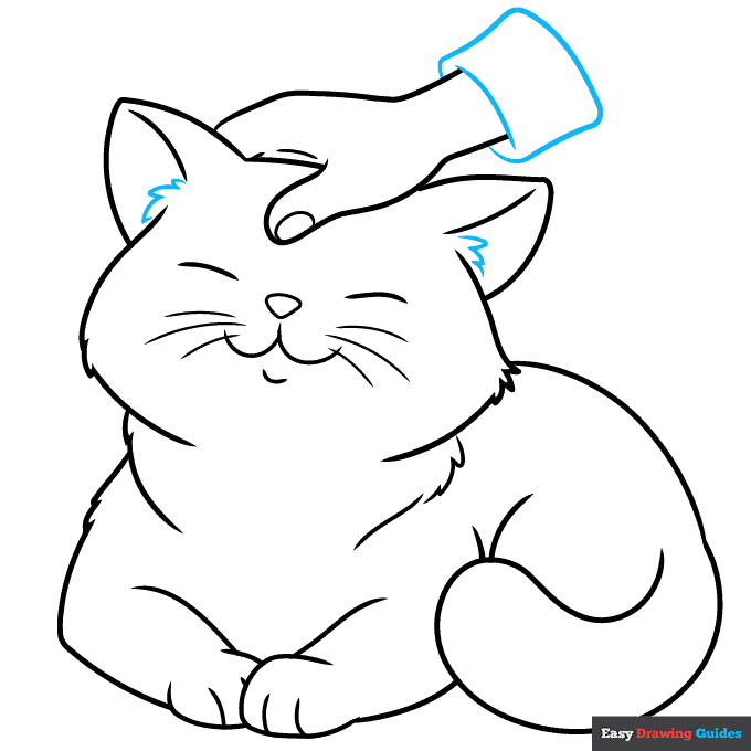 hand petting a cat step-by-step drawing tutorial: step 8