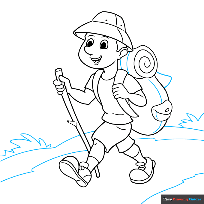 Hiker step-by-step drawing tutorial: step 8