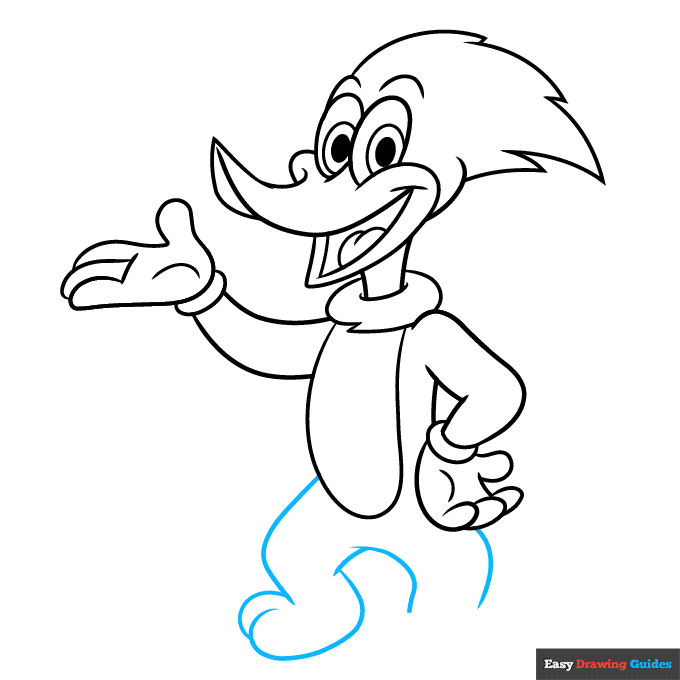 woody woodpecker step-by-step drawing tutorial: step 8