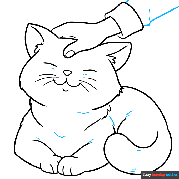 hand petting a cat step-by-step drawing tutorial: step 9