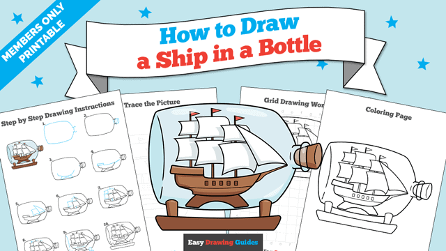 How to Draw a Ship in a bottle Printable Thumbnail