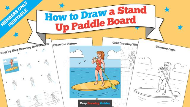 How to Draw a Stand Up Paddle Board Printable Thumbnail