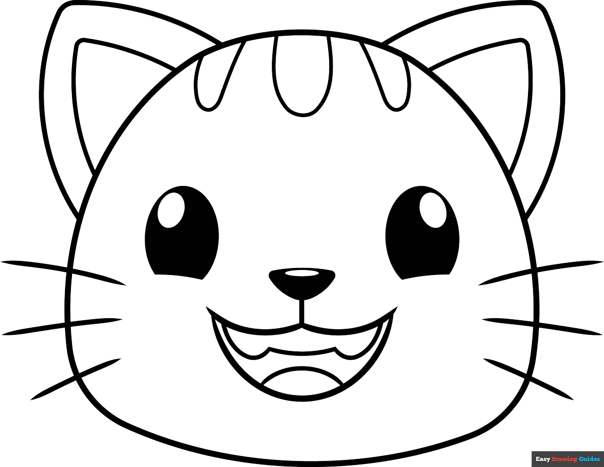 Free printable cat face emoji coloring page