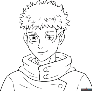 Free printable yuji tadaro from jujutsu kaisen coloring page