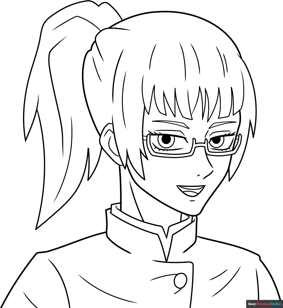 Free printable maki zenin from jujutsu kaisen coloring page