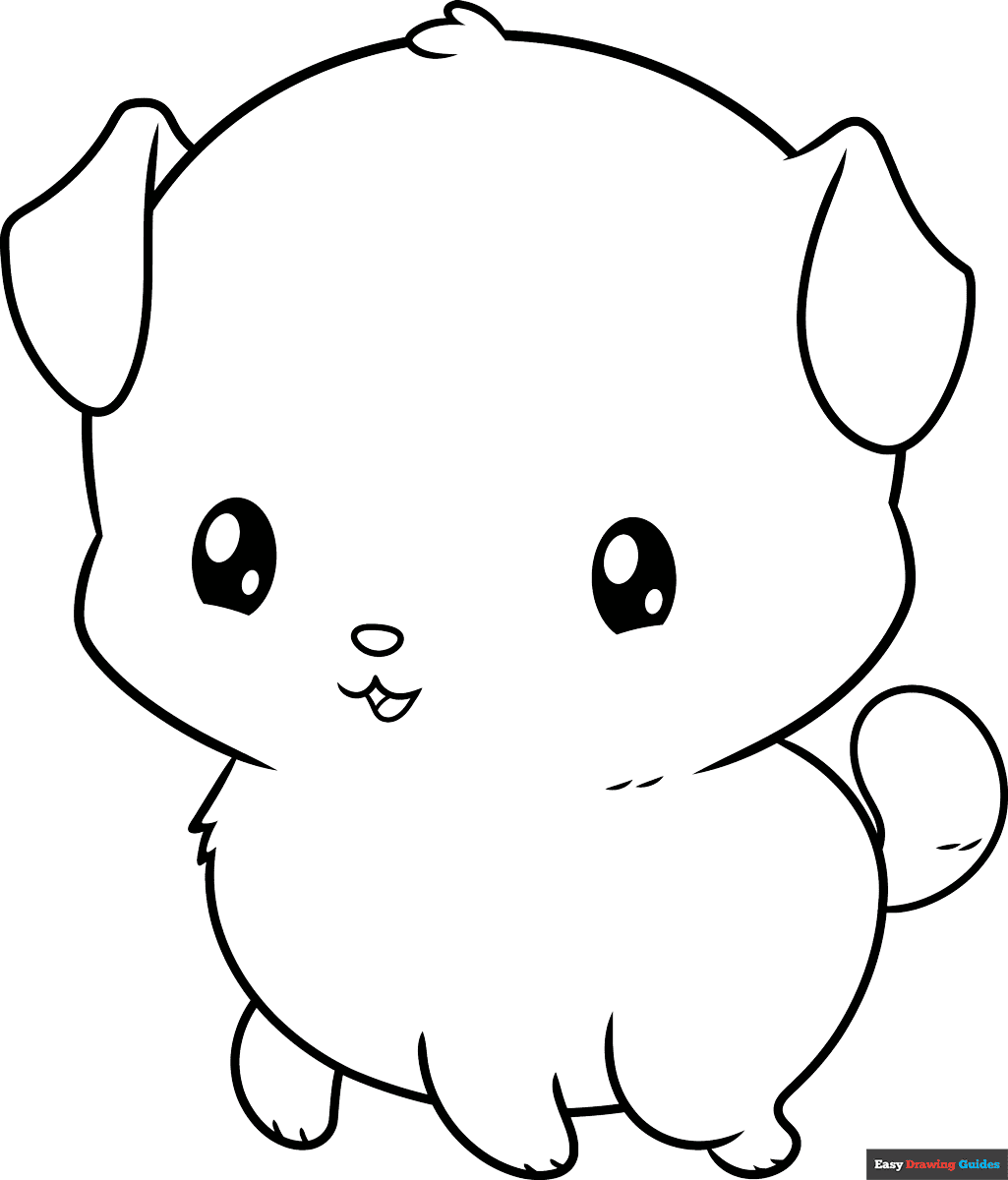 Free printable chibi dog coloring page