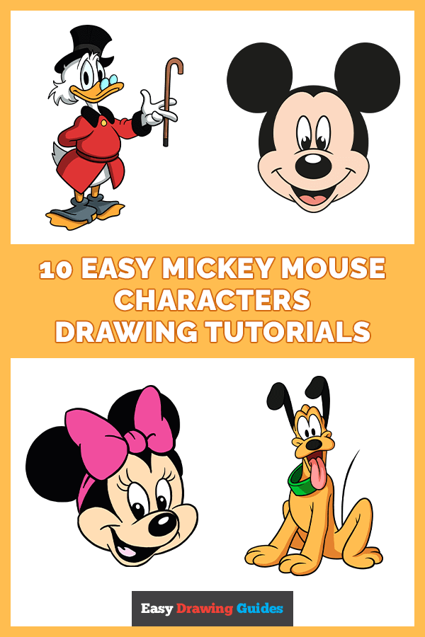 10 Easy Mickey Mouse Characters Step-by-Step Drawing Tutorials Pinterest Image
