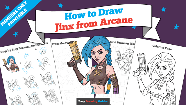 How to Draw Jinx from Arcane Printable Thumbnail