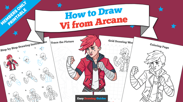 How to Draw Vi from Arcane Printable Thumbnail