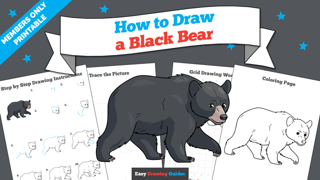 How to Draw a Black Bear Printable Thumbnail